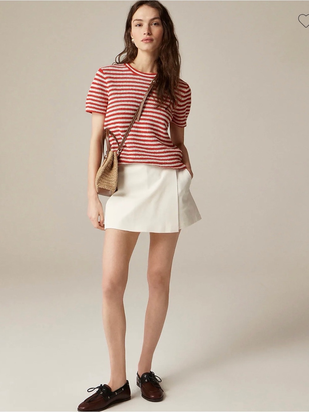 J. Crew Wrap-front skort in bi-stretch cotton blend, Ivory